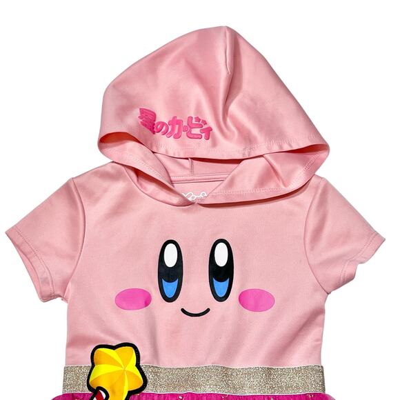 Kirby Big Face Cradle Hooded Dress Girls Medium 8-10 Pink Short Sleeve Used - Picture 3 of 8